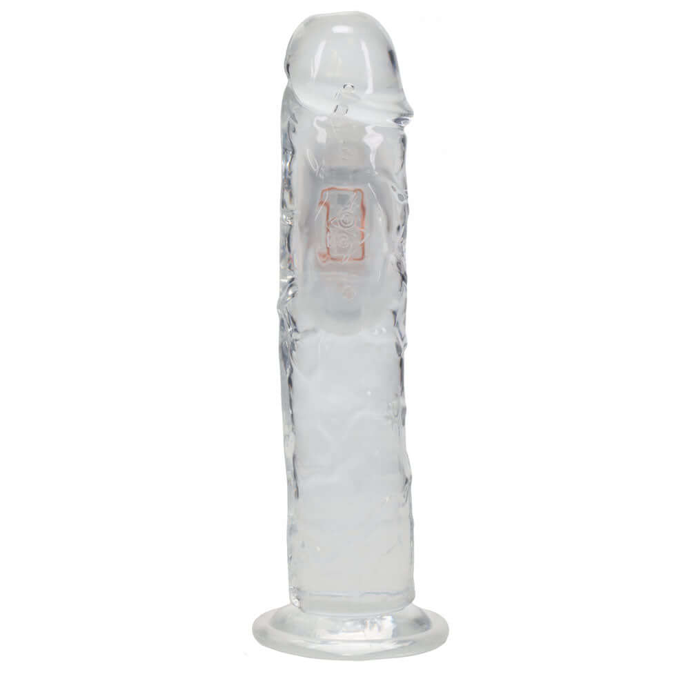 REALROCK 8'' No Balls Wireless Rechargeable LED Vibrating Dong - Clear with LED 22 cm USB Rechargeable Vibrating Dong with Remote